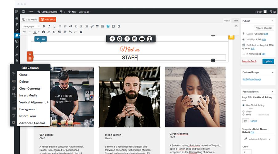 Post and Page Builder editor