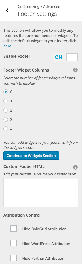 All Default Footer Controls