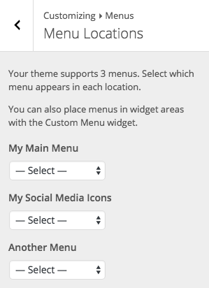 BoldGrid Default Menu Labels in WordPress Customizer