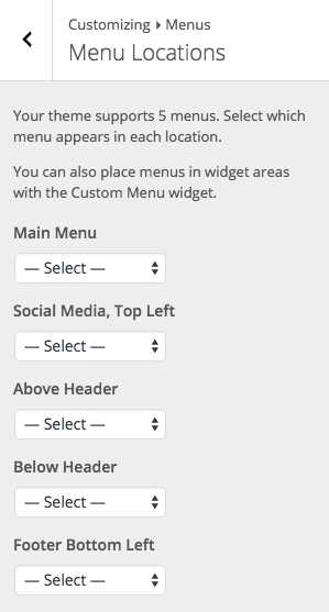 BoldGrid Default Menu Labels in WordPress Customizer