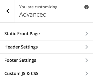 Header Panel Active in Advanced Section