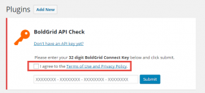 terms of use checkbox