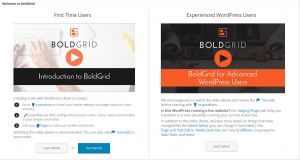 BoldGrid welcome screen
