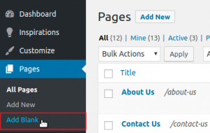 Pages Add Blank menu option highlighted