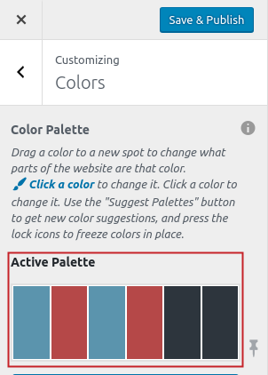 Color Palette Section Active Palette highlighted
