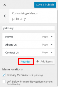 reorder links in menu