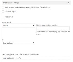 textbox restrictions
