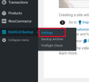 Backup settings