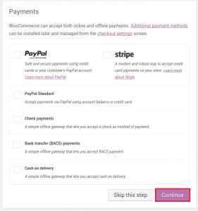 Payments section