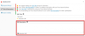 SEO Description input