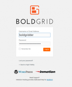 Log into BoldGrid