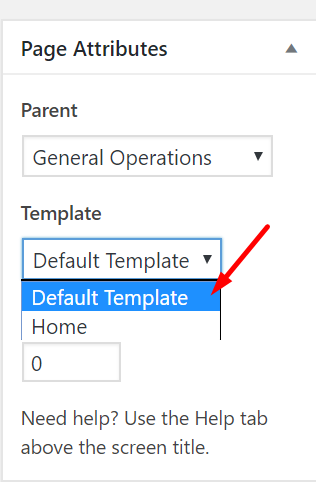 Page Template options