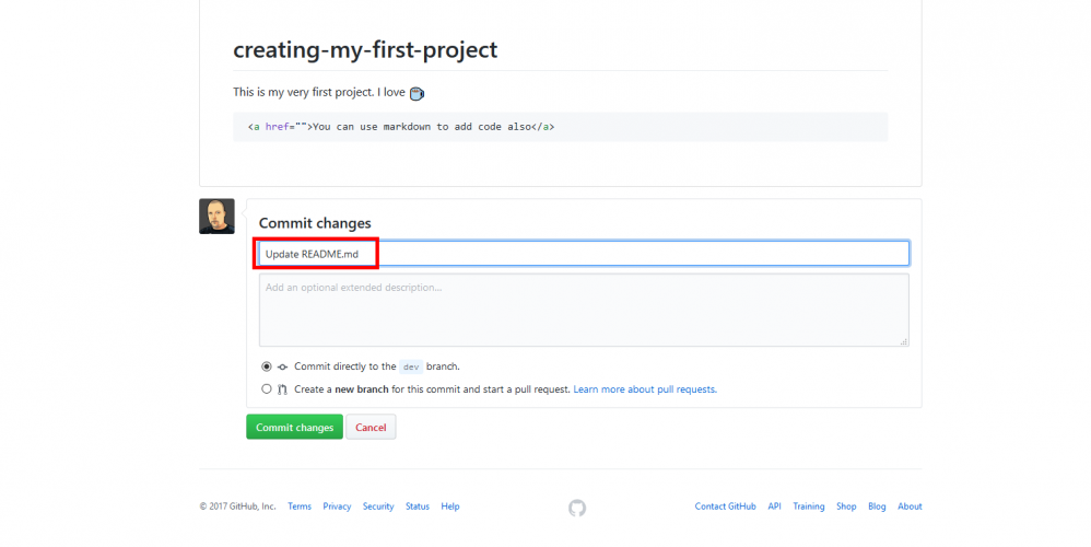 How to Commit a File Change on a GitHub Repository