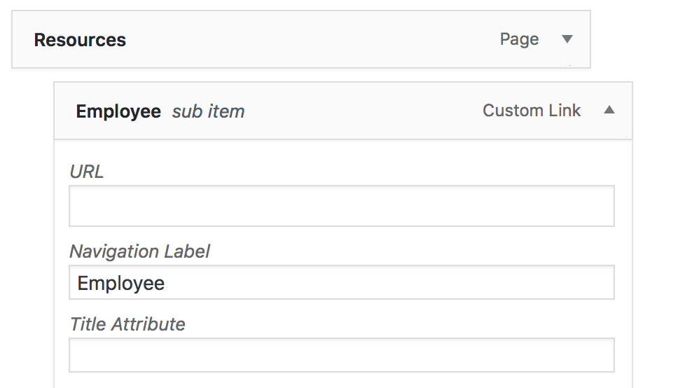 menu with nested link