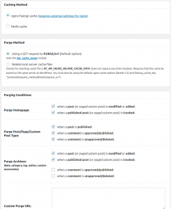 NGINX Helper Purge Settings