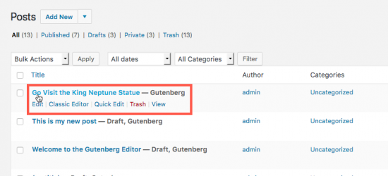 Use the WordPress Revisions Option in the Gutenberg Editor