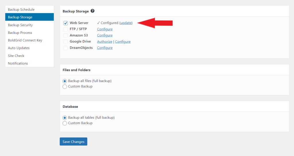 Pointing at update next to web server