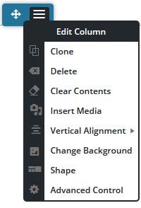 Columns popover