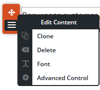 Edit Content menu