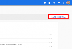 A screenshot of the Create Credentials button from the PageSpeed Insights Overview