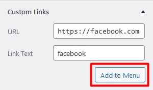 Add Facebook link to WordPress menu