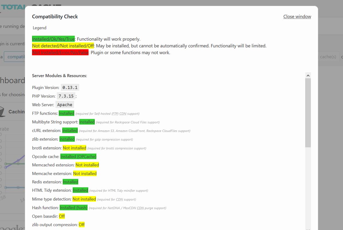 W3 Total Cache Compatibility Check