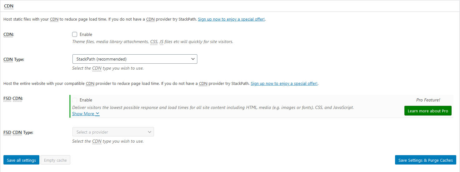 W3 Total Cache CDN Settings