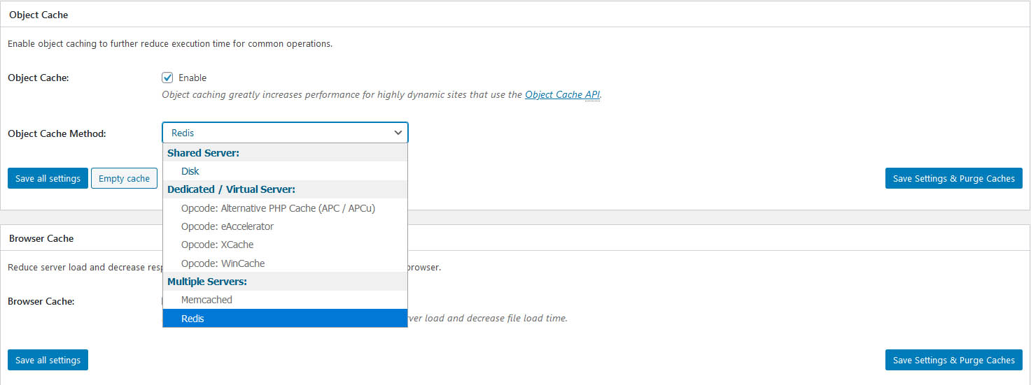 W3 Total Cache Object Cache Settings