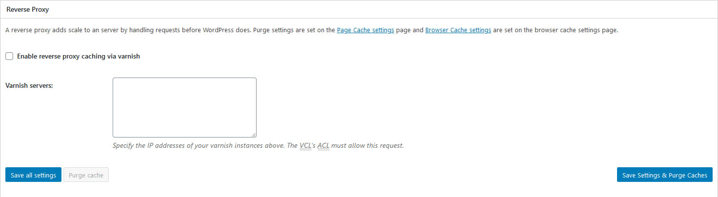 W3 Total Cache Reverse Proxy Settings