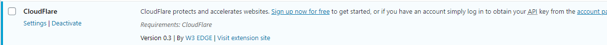 Showing how to activate the CloudFlare extension in W3 Total Cache