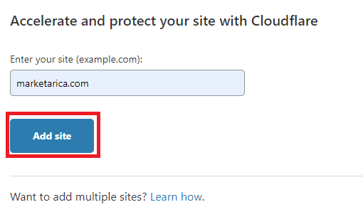 Adding your domain in CloudFlare