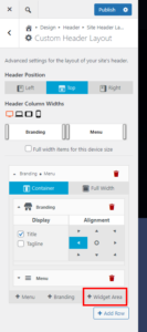 adding new widget area to branding and menu header row