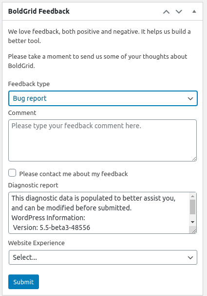 The BoldGrid Feedback Widget