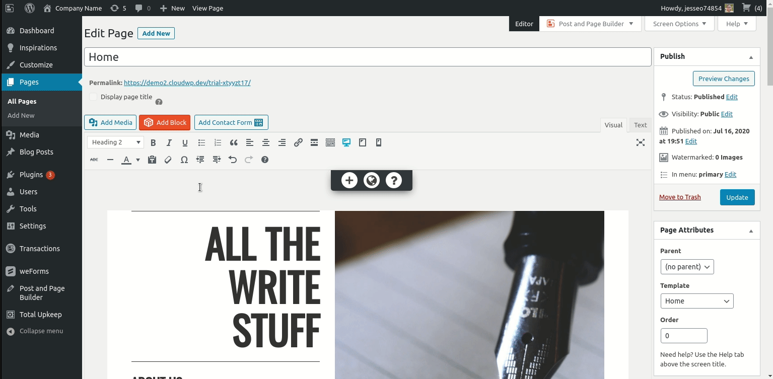 Expanding the editor to full-width