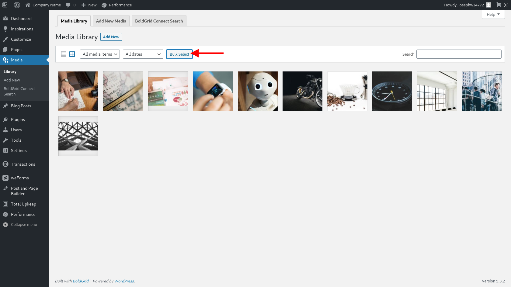 Bulk Select option in Media Library