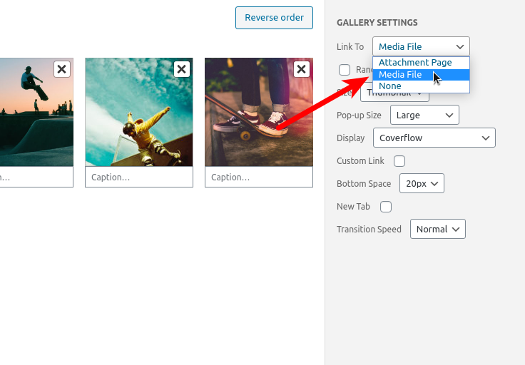 Link to Media File Gallery Settings
