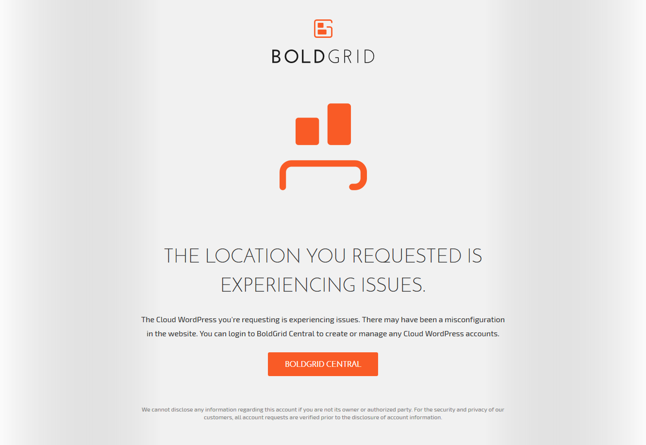 website does not load message