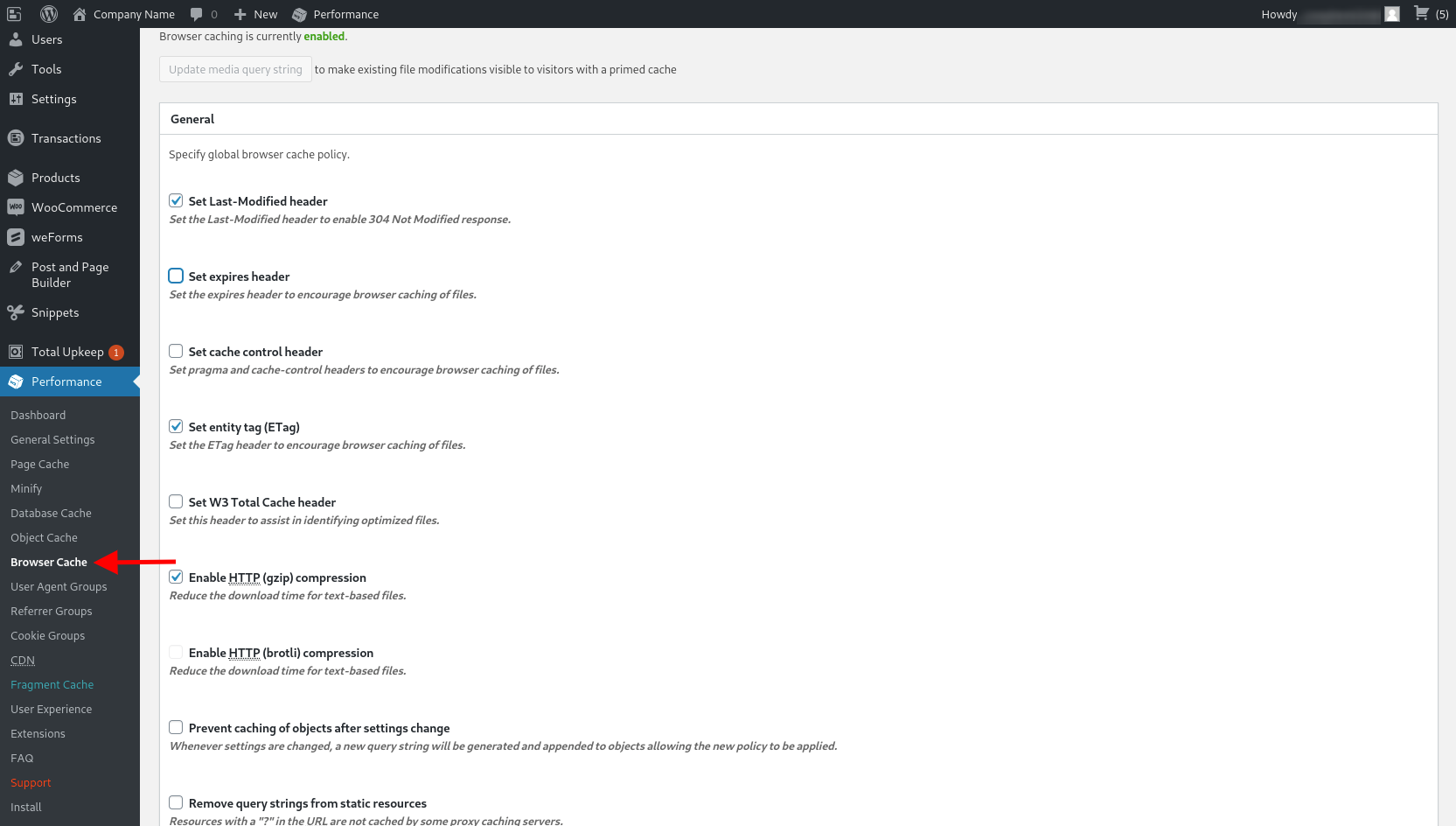 Enable Browser Cache
