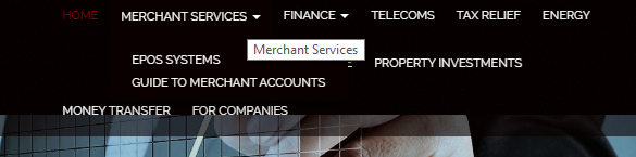 Evolv theme menu with lots of links