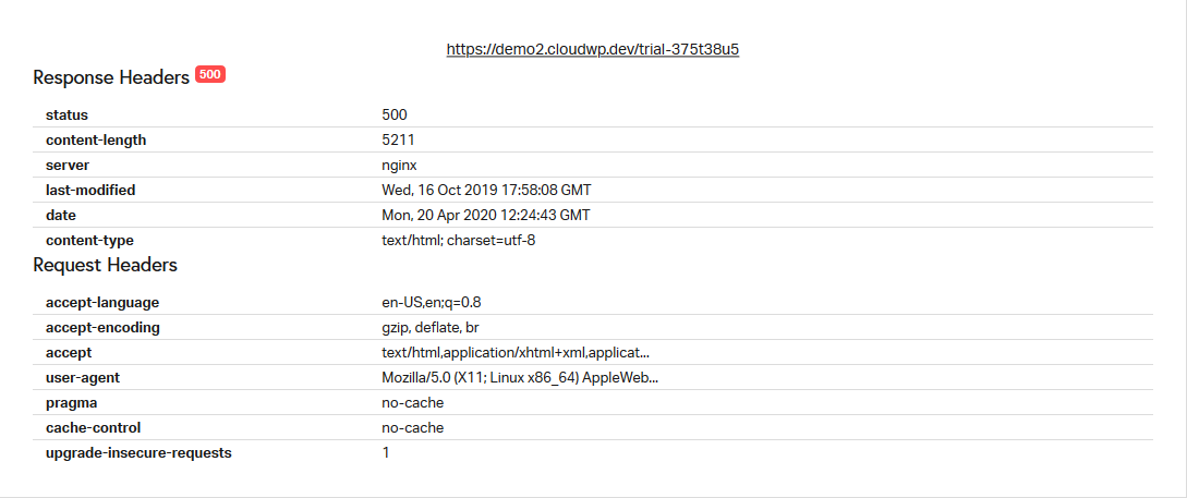Response Headers details