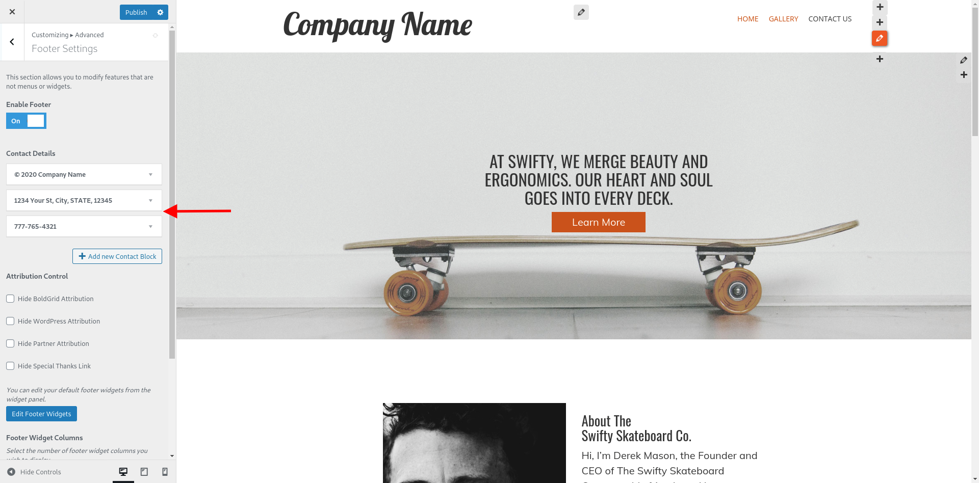 Edit contact details widgets