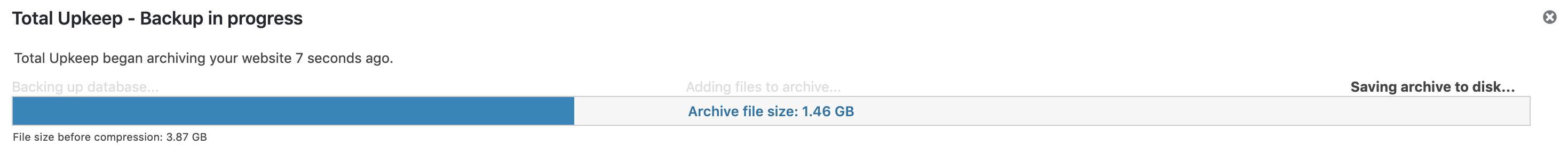 backup in progress never completes