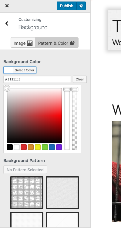 Pattern and Color Background settings