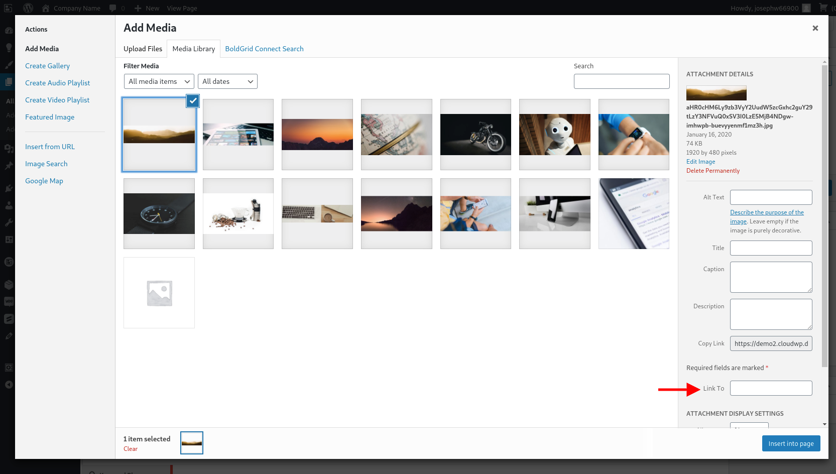 Link to option on image