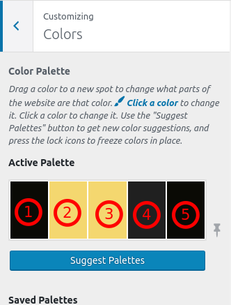 Color Palette positions