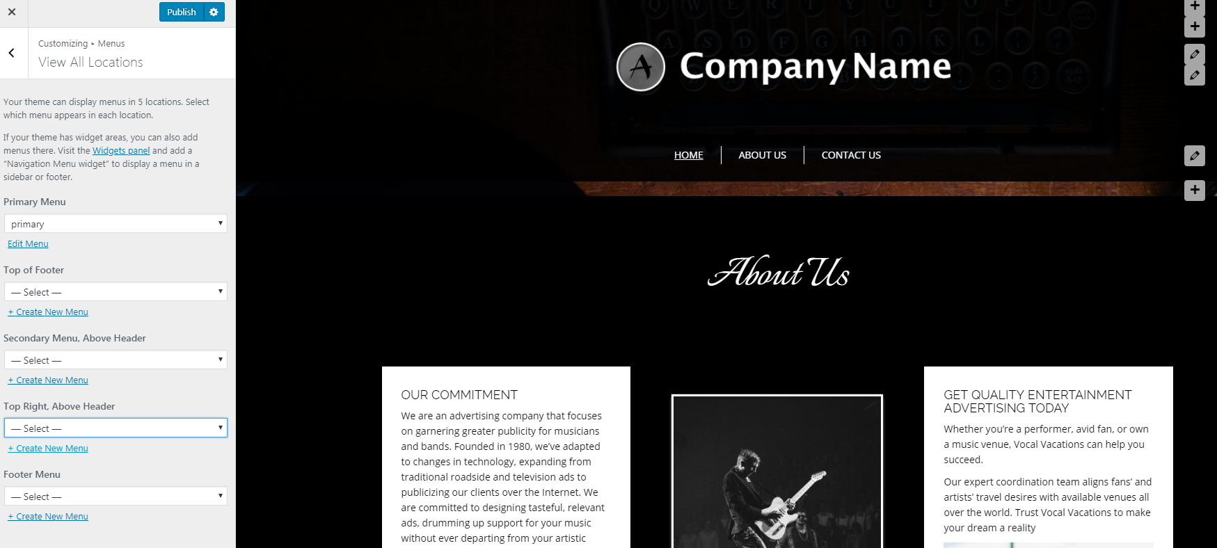 view all menu locations