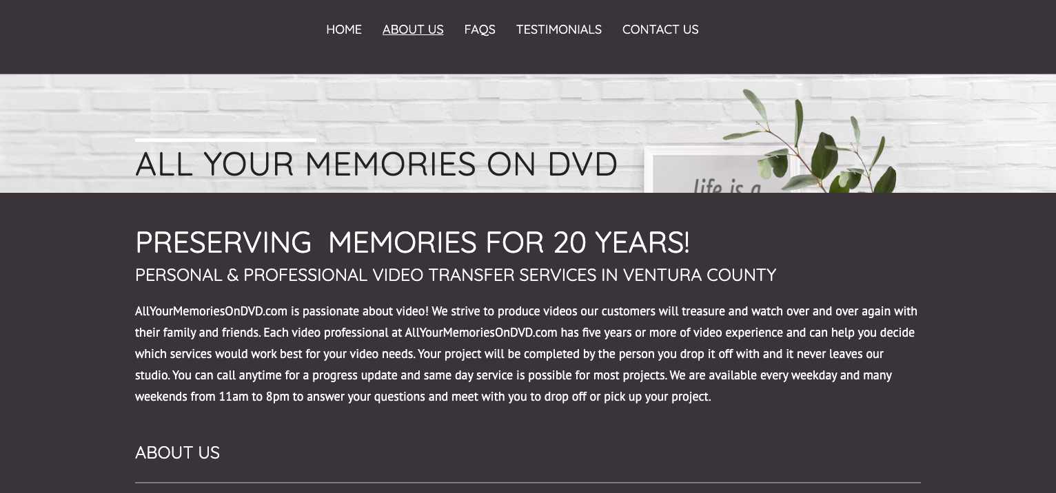 about us page screenshot