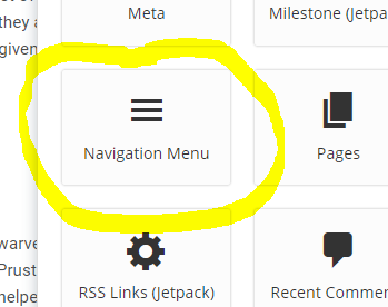 navigation menu widget