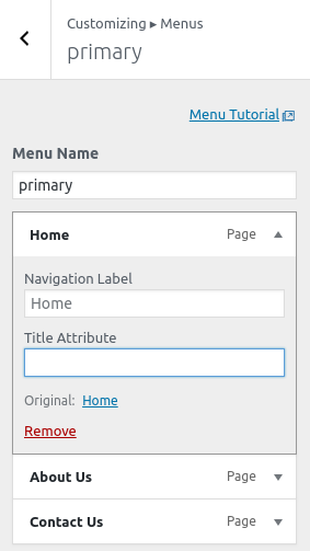 Empty Title Attribute on menu item