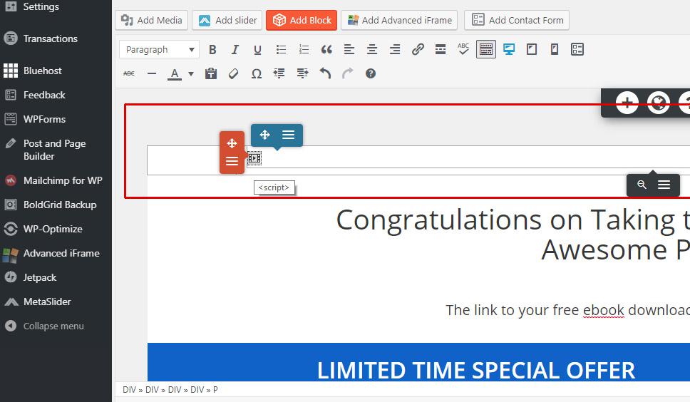Visual editor screenshot